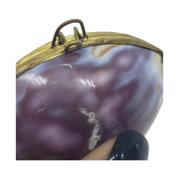 Vintage Handmade Cowrie Sea Shell Hinged Snuff Trinket Ring Stash Box Locket - Picture 4 of 11